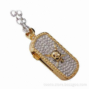 Jewelry USB Flash Drive with Twist Cap, Multiple Partition, Plug-and-play Function and LED Indicator